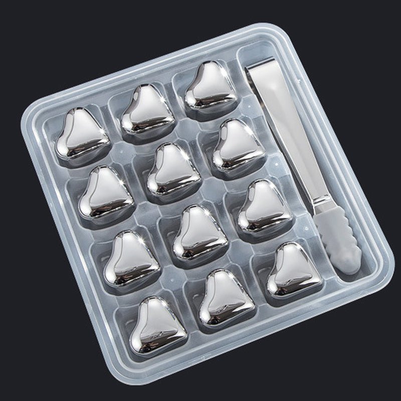 Hearthstone Ice Cubes Set | Stainless Steel, Reusable, Heart - Shaped - Hartwella
