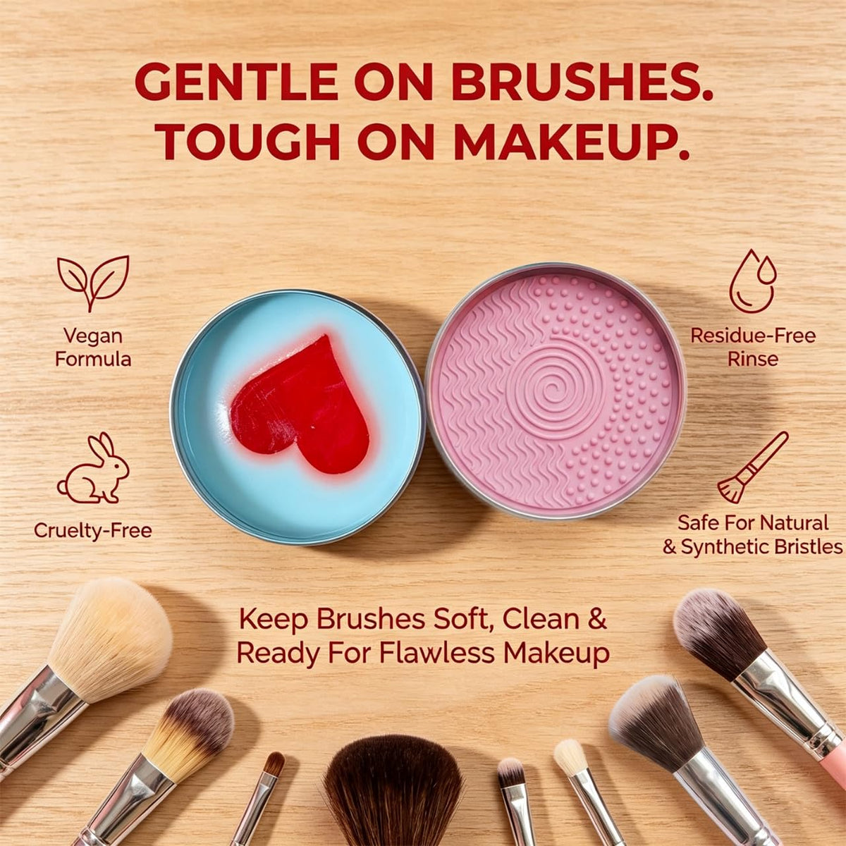 Hedra Makeup Brush Cleaner | Heart-Shaped Soap with Silicone Scrubber - Hartwella
