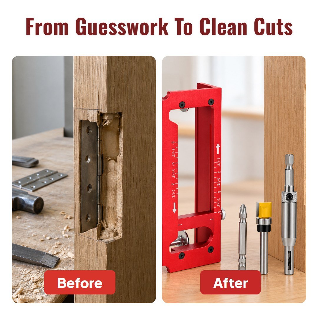 Hingio™ Adjustable Door Hinge Mortise Jig Kit - Hartwella
