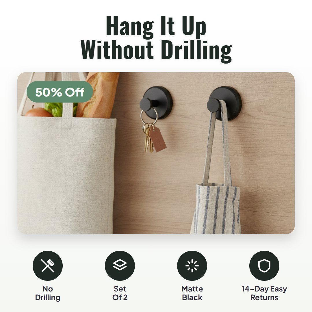 Holdo™ No-Drill Suction Wall Hooks (2 pcs)