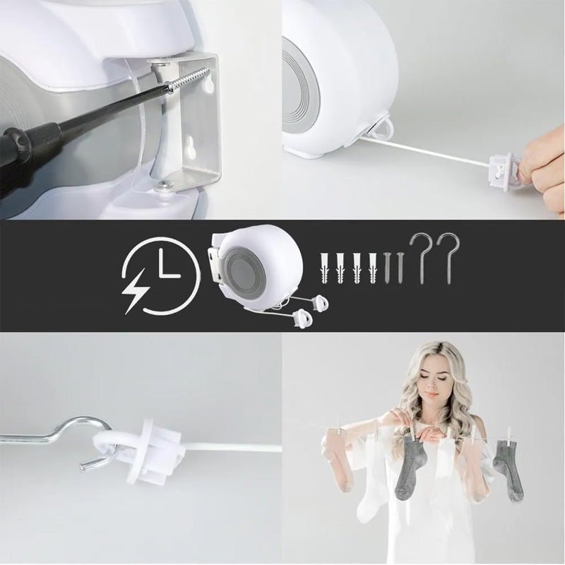 InvisiLine Retractable Clothesline | Double - Line, Indoor/Outdoor Use, Telescopic Design - Hartwella