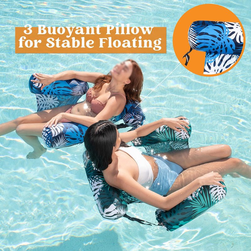 Ivy Inflatable Lounge Chair | Tropical Leaf Design, Lightweight PVC - Hartwella