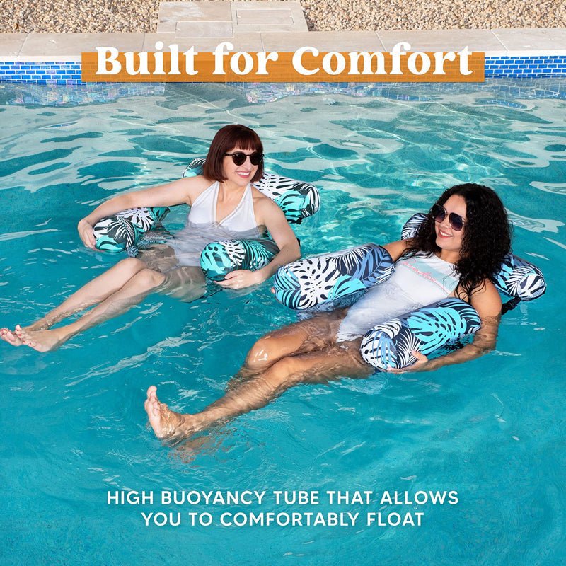 Ivy Inflatable Lounge Chair | Tropical Leaf Design, Lightweight PVC - Hartwella