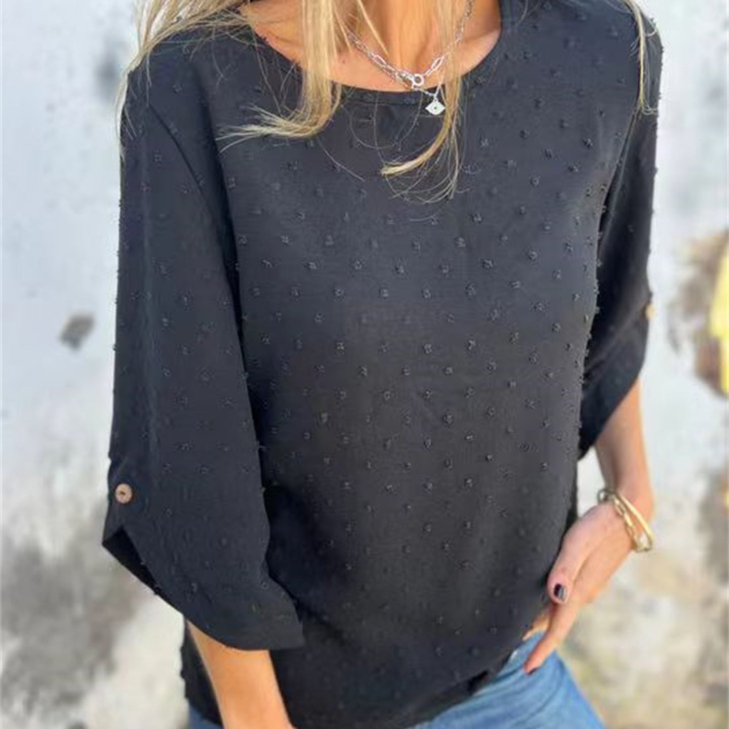 Jade Casual Top | Jacquard Design, Soft Fabric - Hartwella
