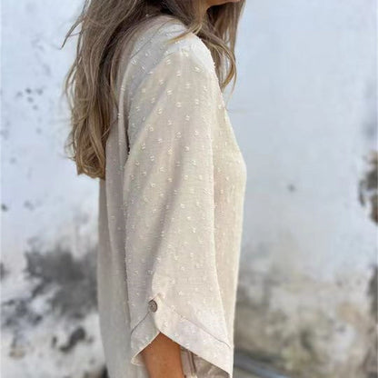 Jade Casual Top | Jacquard Design, Soft Fabric - Hartwella