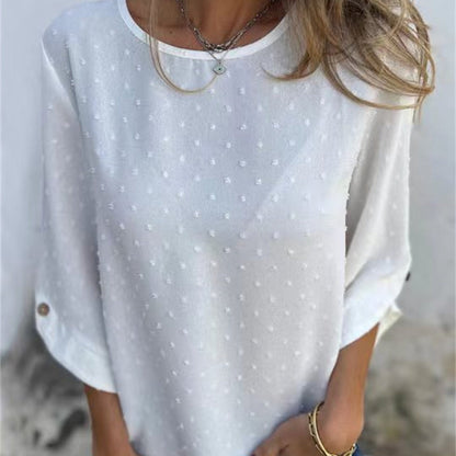 Jade Casual Top | Jacquard Design, Soft Fabric - Hartwella