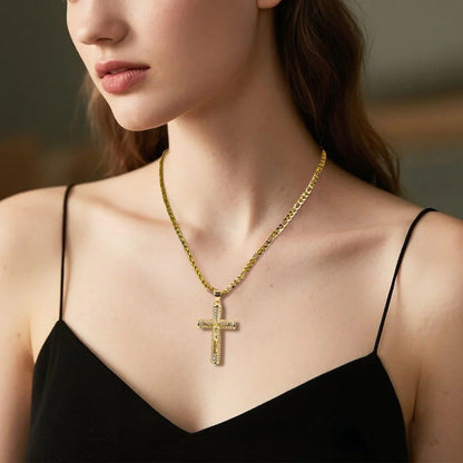Jewel Cross Necklace | 14K Gold Plated, Spiritual Protection - Hartwella