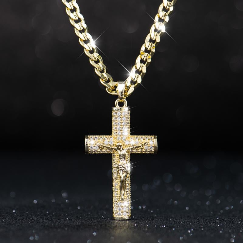 Jewel Cross Necklace | 14K Gold Plated, Spiritual Protection - Hartwella