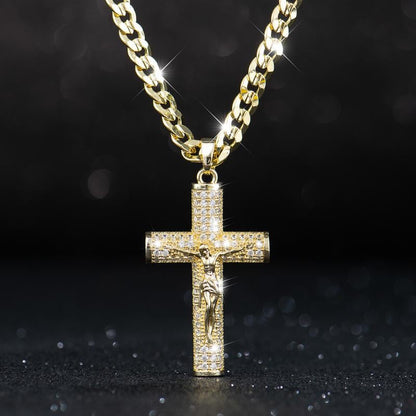 Jewel Cross Necklace | 14K Gold Plated, Spiritual Protection - Hartwella