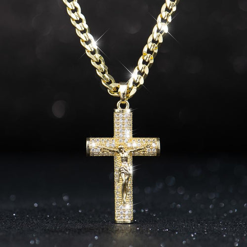 Jewel Cross Necklace | 14K Gold Plated, Spiritual Protection - Hartwella