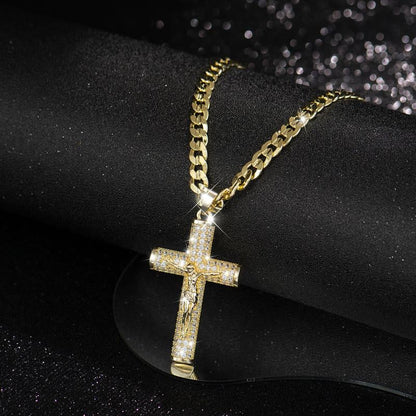 Jewel Cross Necklace | 14K Gold Plated, Spiritual Protection - Hartwella
