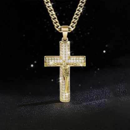 Jewel Cross Necklace | 14K Gold Plated, Spiritual Protection - Hartwella