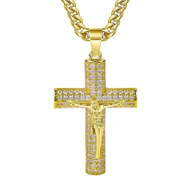 Jewel Cross Necklace | 14K Gold Plated, Spiritual Protection - Hartwella