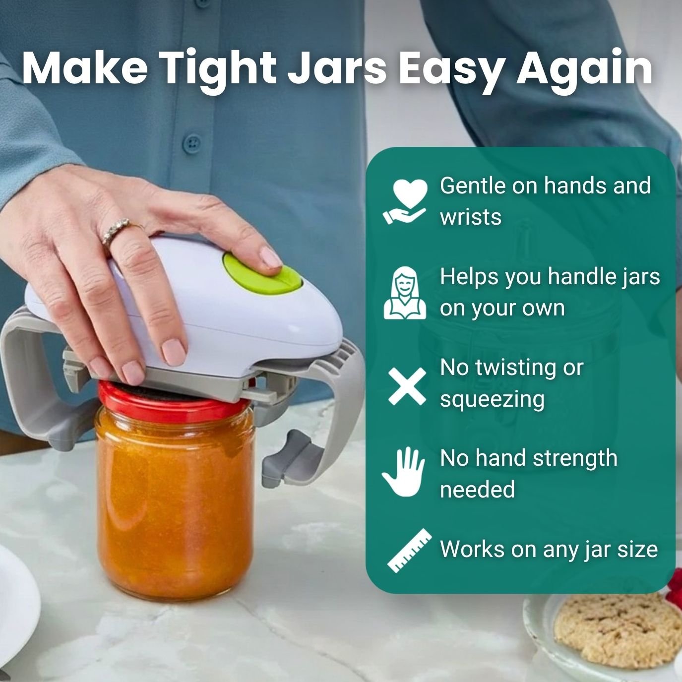 Jivo Electric Jar Opener | Automatic, One-Button Operation for Seniors and Arthritis - Hartwella