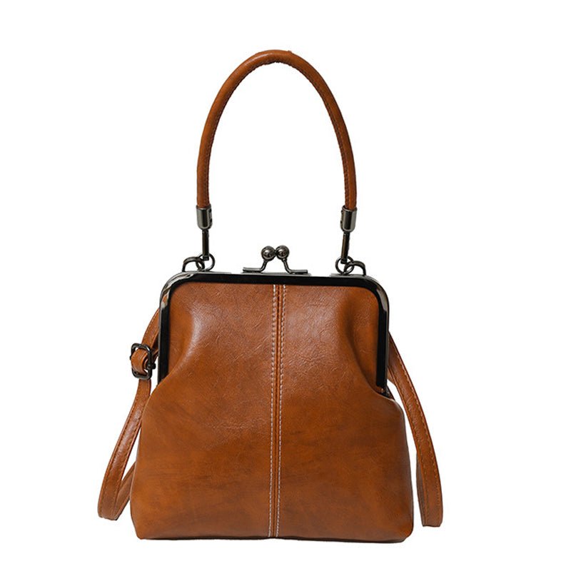 Kira Crossbody Bag | Black PU Leather, Vintage Clasp, Dual Carrying Options - Hartwella