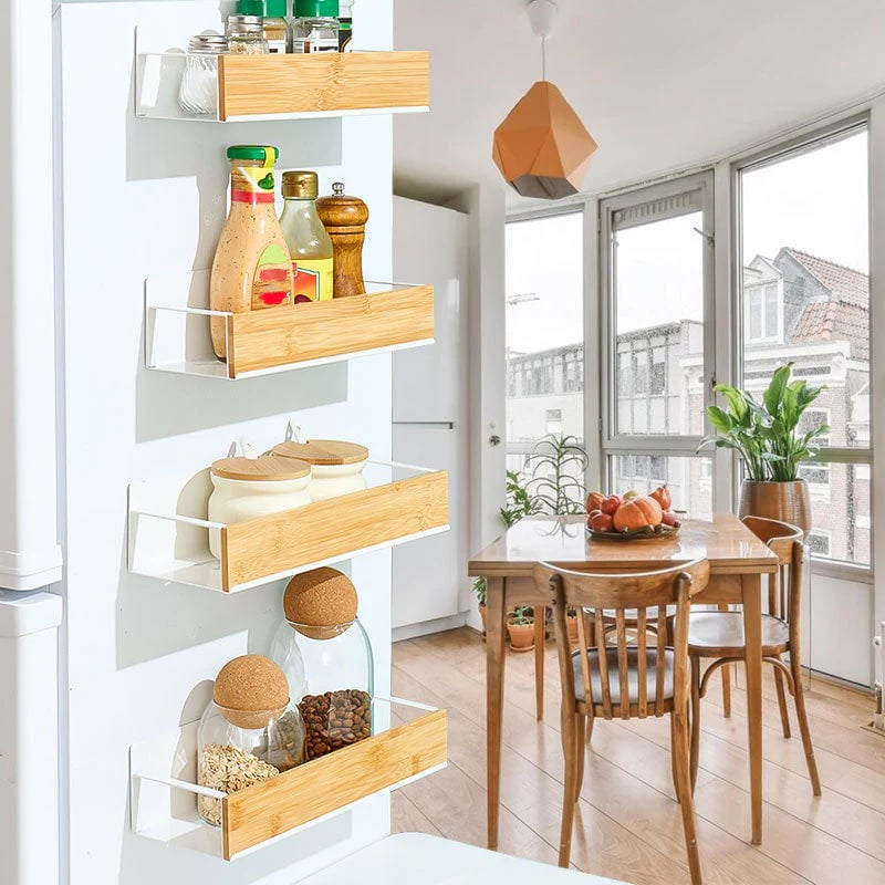 Kira Magnetic Shelf Organizer | Carbon Steel and Pear Wood - Hartwella