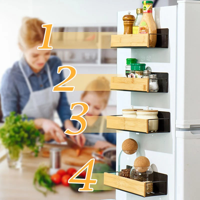 Kira Magnetic Shelf Organizer | Carbon Steel and Pear Wood - Hartwella