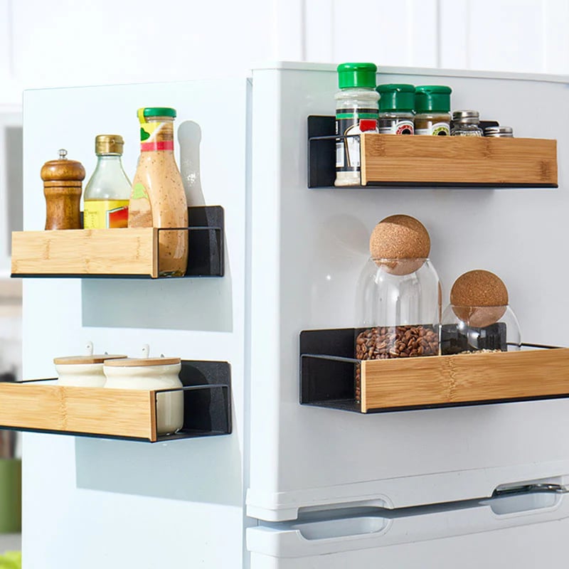 Kira Magnetic Shelf Organizer | Carbon Steel and Pear Wood - Hartwella