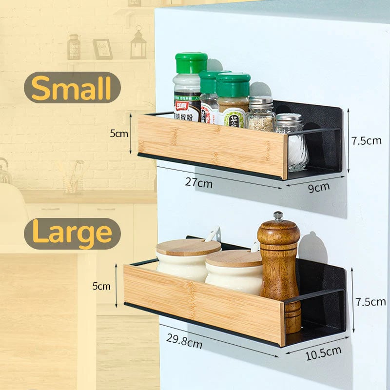 Kira Magnetic Shelf Organizer | Carbon Steel and Pear Wood - Hartwella