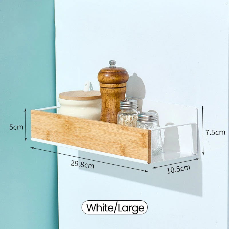 Kira Magnetic Shelf Organizer | Carbon Steel and Pear Wood - Hartwella