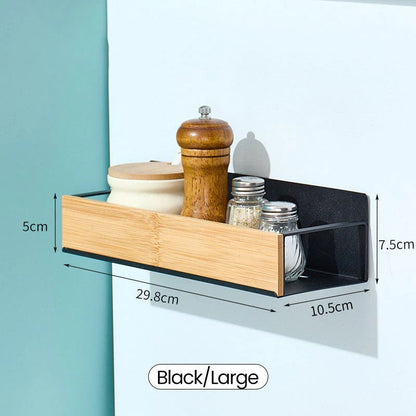 Kira Magnetic Shelf Organizer | Carbon Steel and Pear Wood - Hartwella
