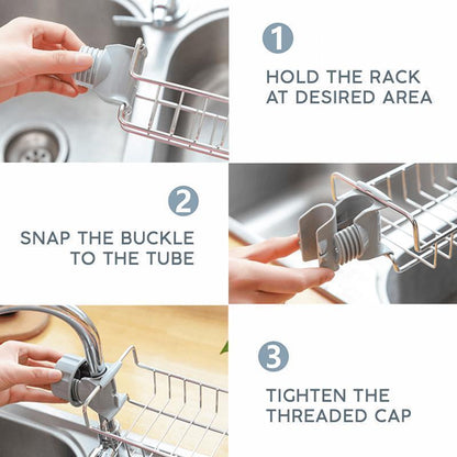 Kira Sink Organizer Rack | Stainless Steel, Easy Installation - Hartwella