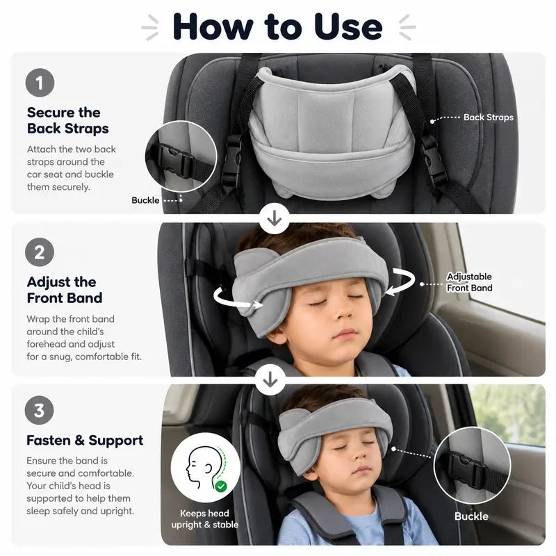 Kivo Car Seat Head Support | Plush Padded Neck Support for Infants and Kids - Hartwella