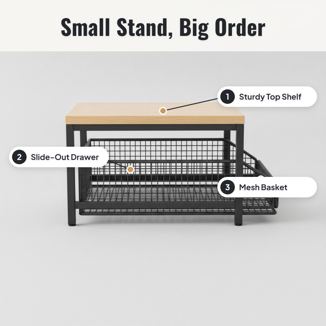Kova™ 2-Tier Microwave Stand With Slide-Out Drawer - Hartwella