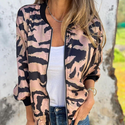 Lara Bomber Jacket Women | Bold Zebra Print, Lightweight Comfort - Hartwella