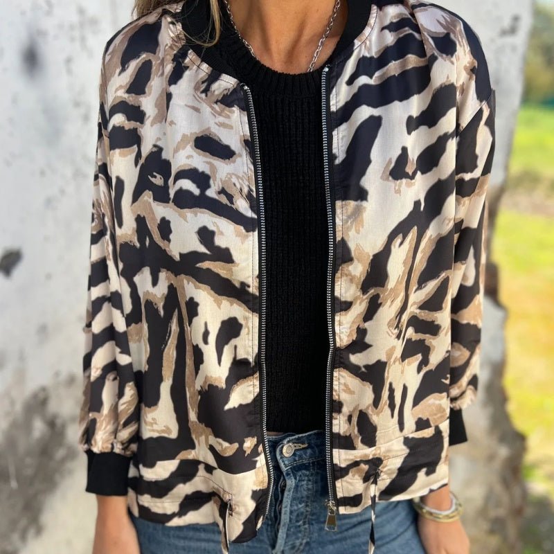 Lara Bomber Jacket Women | Bold Zebra Print, Lightweight Comfort - Hartwella