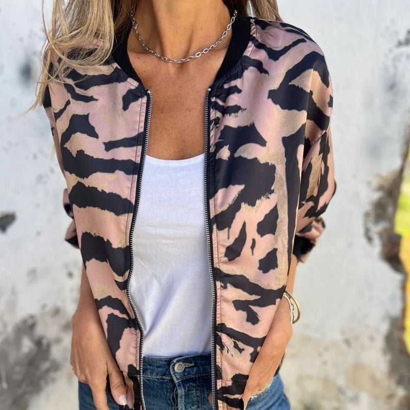 Lara Bomber Jacket Women | Bold Zebra Print, Lightweight Comfort - Hartwella