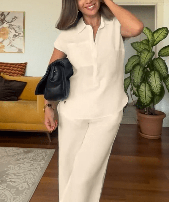 Lina Summer Suit | Linen Blend, Effortless Style - Hartwella
