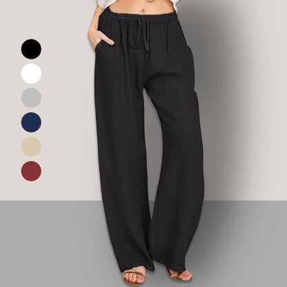 Lina Wide Leg Pants | Lightweight Cotton - Linen Blend, Flattering Fit - Hartwella