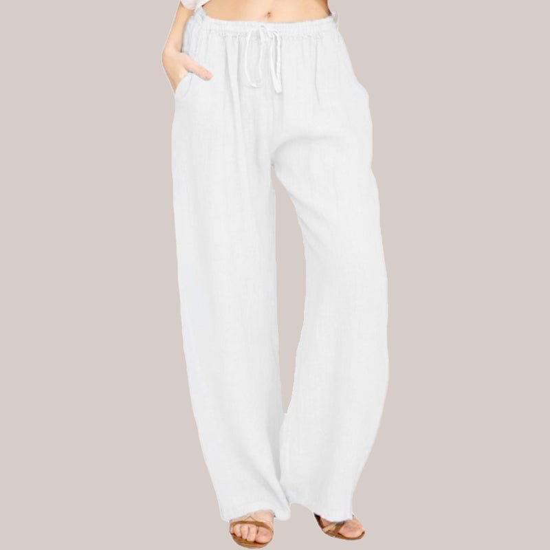 Lina Wide Leg Pants | Lightweight Cotton - Linen Blend, Flattering Fit - Hartwella