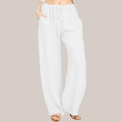 Lina Wide Leg Pants | Lightweight Cotton - Linen Blend, Flattering Fit - Hartwella