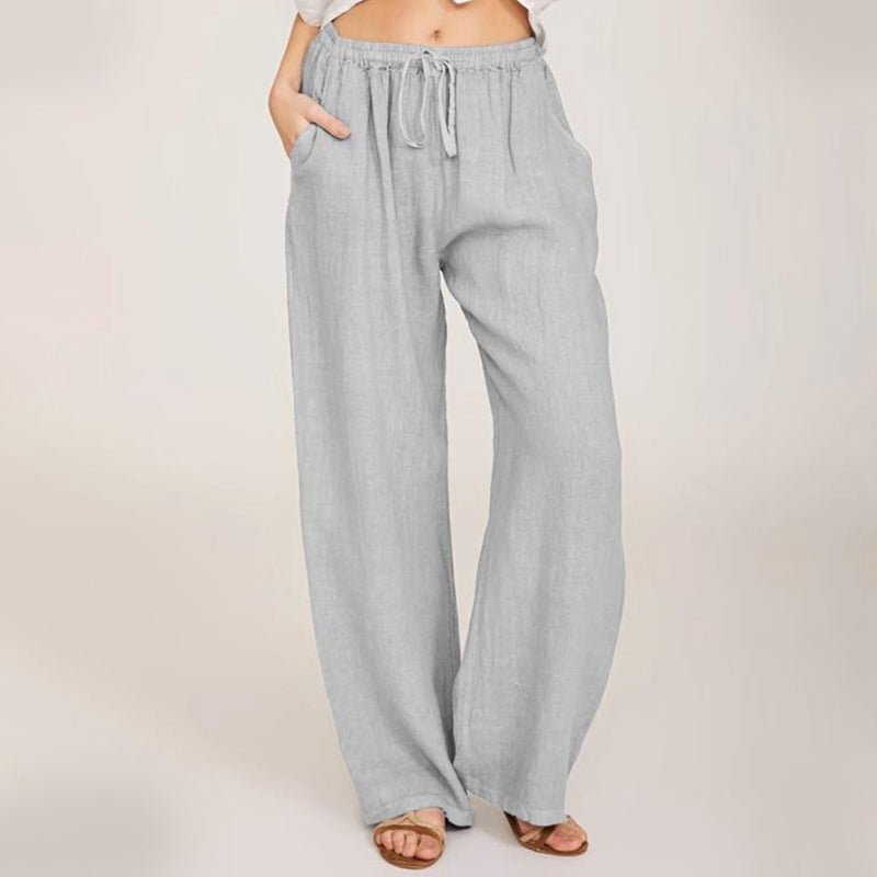 Lina Wide Leg Pants | Lightweight Cotton - Linen Blend, Flattering Fit - Hartwella