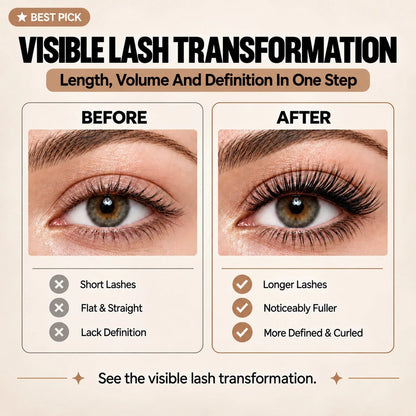 Liora 7D Silk Fiber Mascara | Black Lengthening, Smudge-Resistant - Hartwella