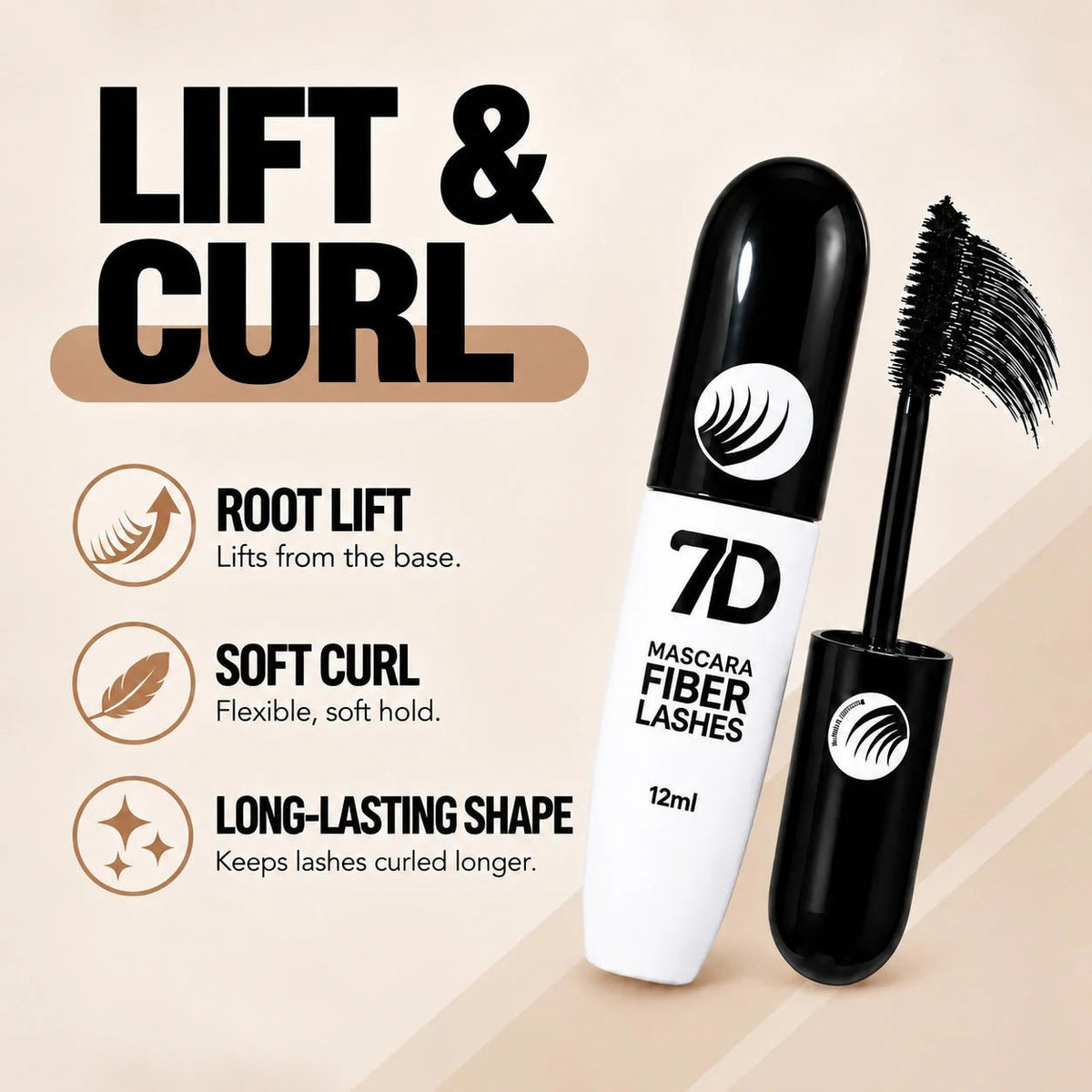 Liora 7D Silk Fiber Mascara | Black Lengthening, Smudge-Resistant - Hartwella