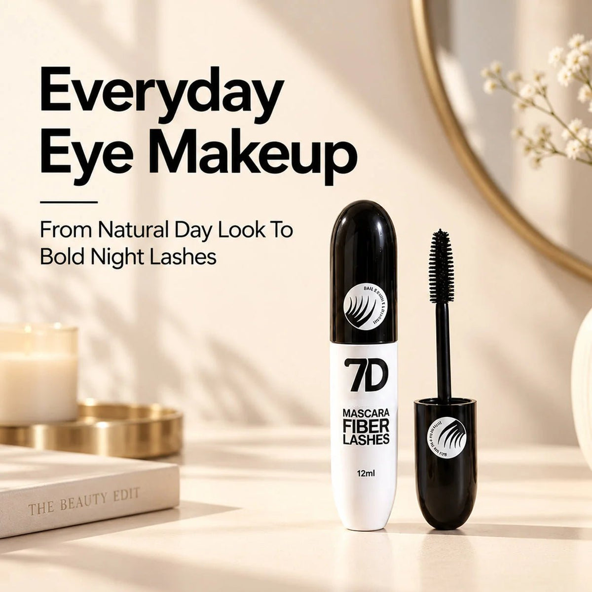Liora 7D Silk Fiber Mascara | Black Lengthening, Smudge-Resistant - Hartwella