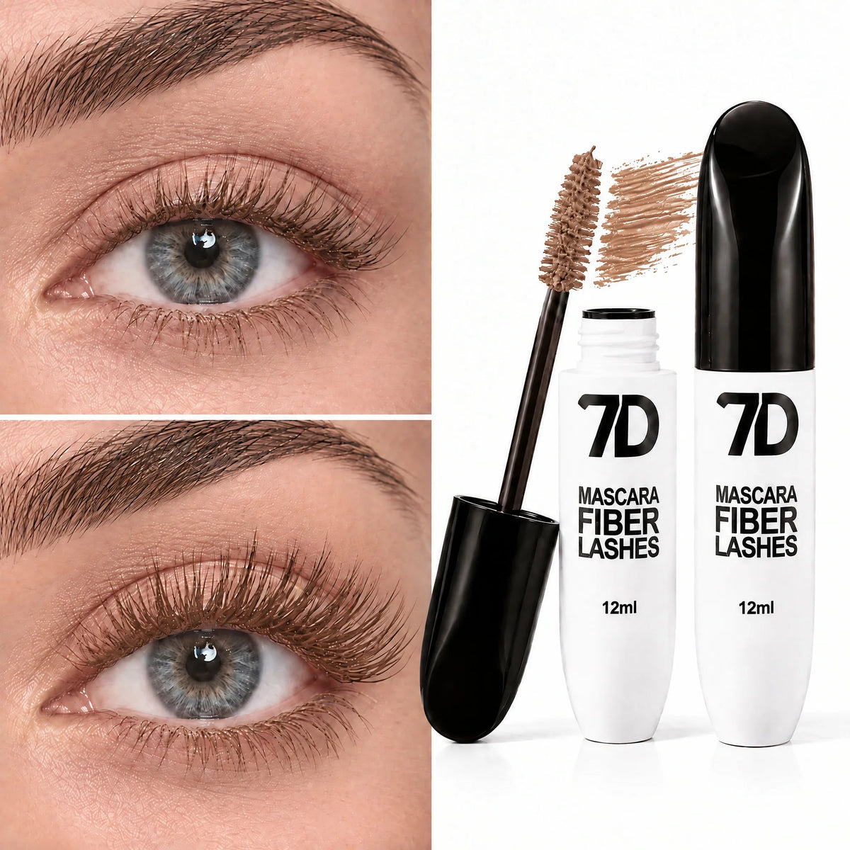 Liora 7D Silk Fiber Mascara | Black Lengthening, Smudge-Resistant - Hartwella