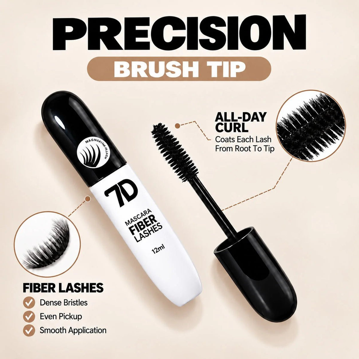 Liora 7D Silk Fiber Mascara | Black Lengthening, Smudge-Resistant - Hartwella