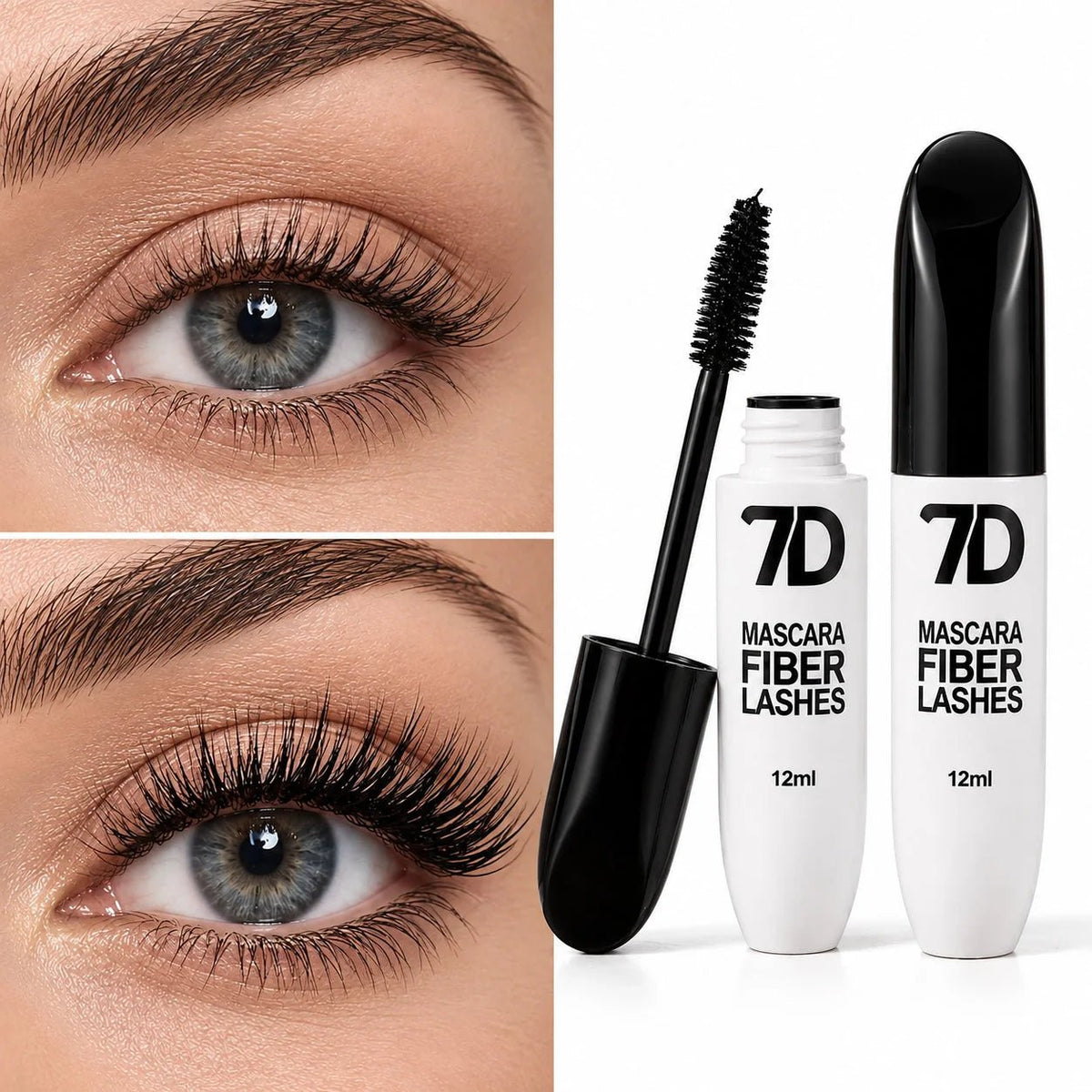 Liora 7D Silk Fiber Mascara | Black Lengthening, Smudge-Resistant - Hartwella