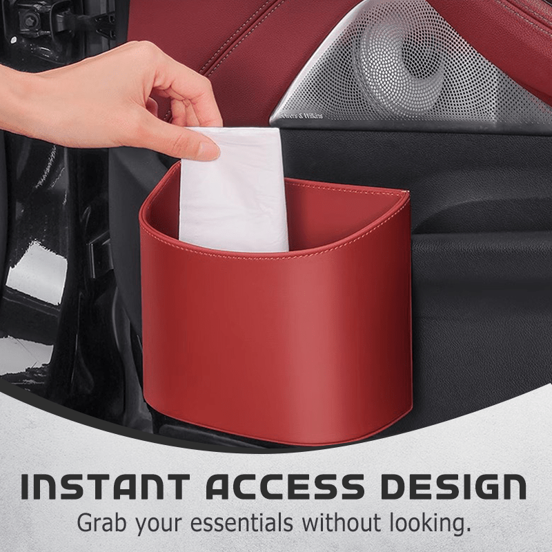 Liora Car Cup Holder | PU Leather, Wide-Mouth Opening, Phone Storage - Hartwella
