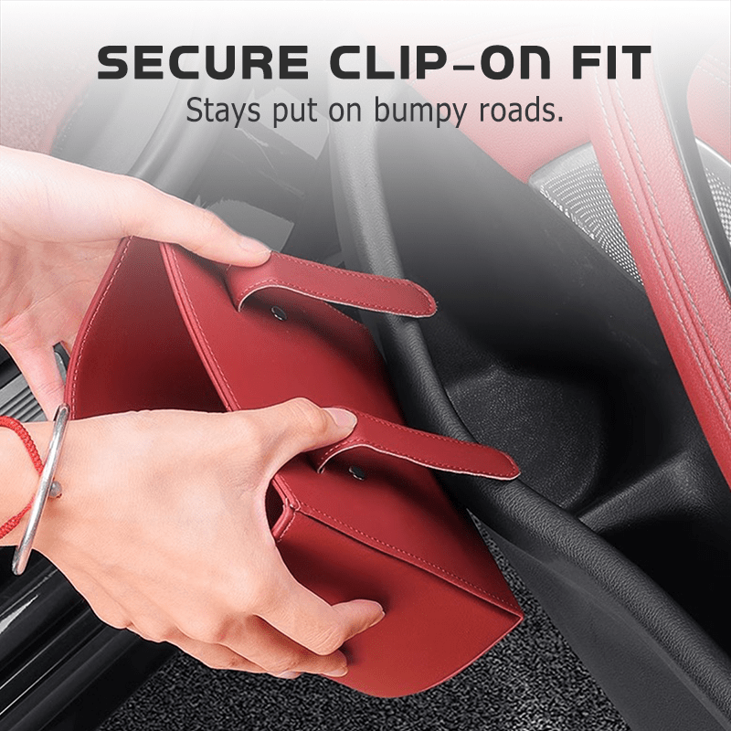 Liora Car Cup Holder | PU Leather, Wide-Mouth Opening, Phone Storage - Hartwella