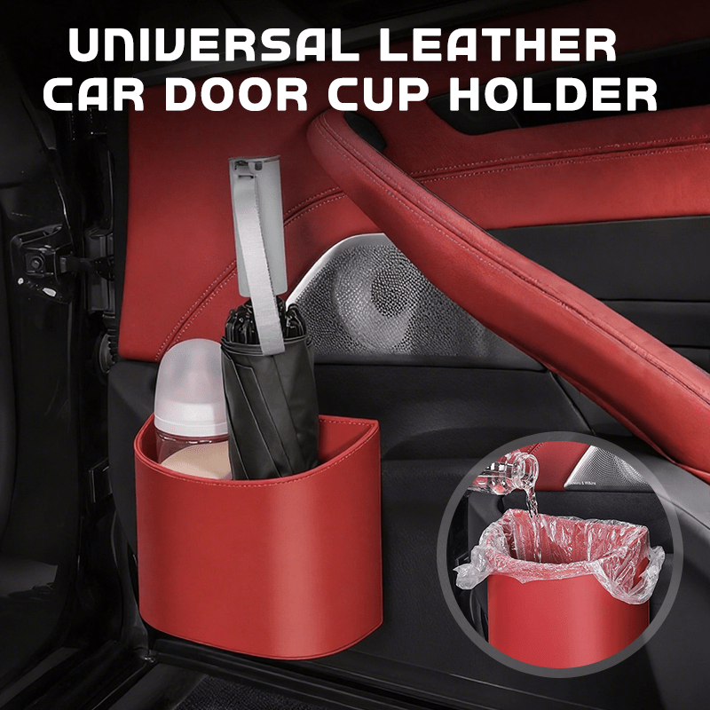 Liora Car Cup Holder | PU Leather, Wide-Mouth Opening, Phone Storage - Hartwella