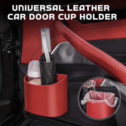Liora Car Cup Holder | PU Leather, Wide-Mouth Opening, Phone Storage - Hartwella