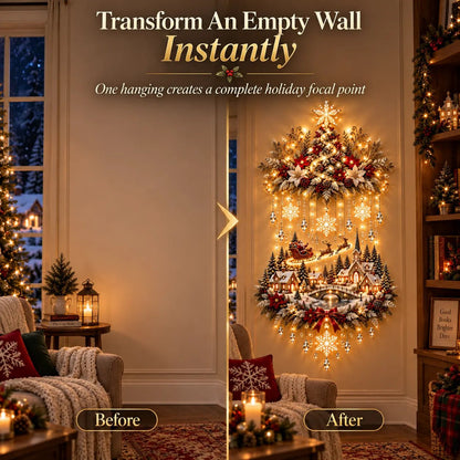 Liora Christmas Wall Art | Illuminated Wall Hanging Tree with Warm LED Lights - Hartwella