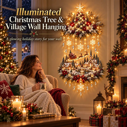 Liora Christmas Wall Art | Illuminated Wall Hanging Tree with Warm LED Lights - Hartwella