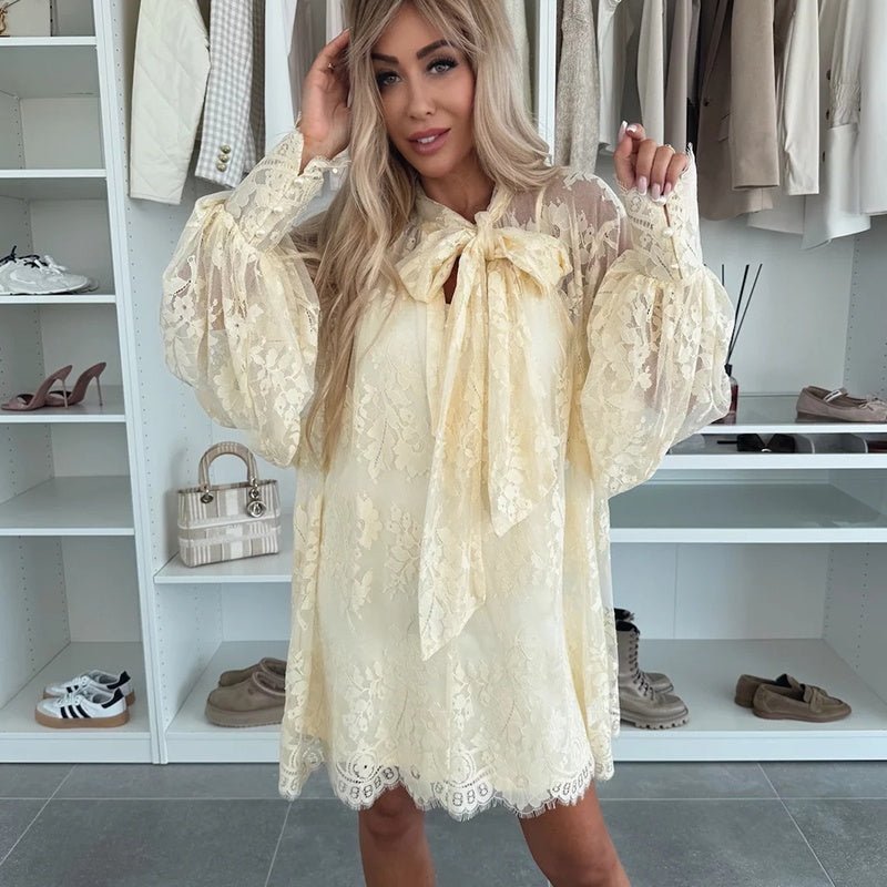 Liora Mini Dress | Lace Overlay, A-Line Summer Dress - Hartwella