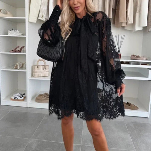 Liora Mini Dress | Lace Overlay, A-Line Summer Dress - Hartwella